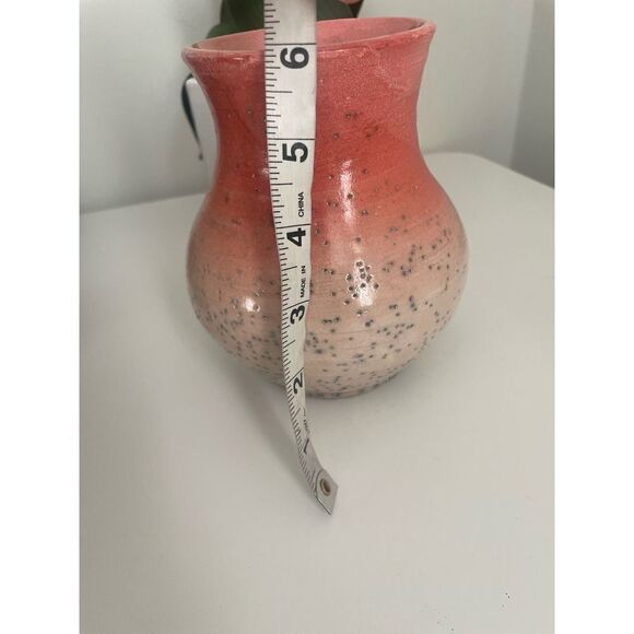 Handmade Ceramic Speckled Ombre Decorative Vase Peach Pink Western - Picture 4 of 6